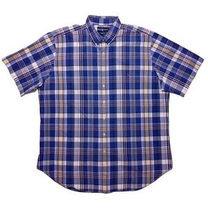 POLO RALPH LAUREN Short Sleeve Button Shirt Blue Plaid 2XLT XXL 2XL Tall